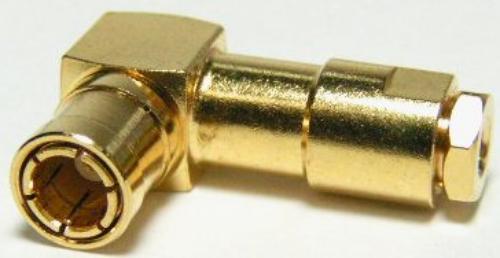 SMB Plug Clamp Right Angle RG174 Gold